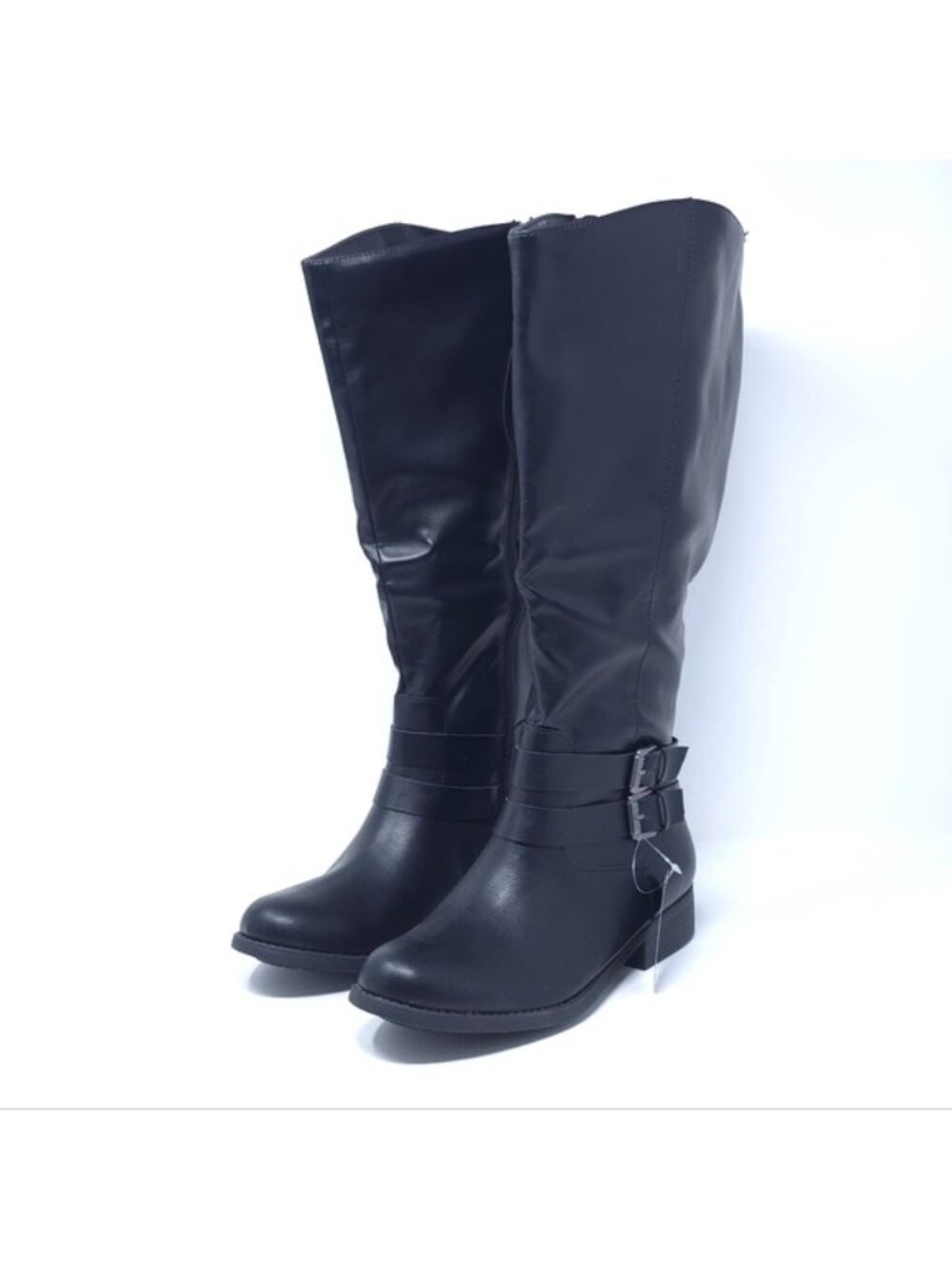 New Style & Co Maliaap Boots Wide Calf Knee High Black Faux Leather 9M